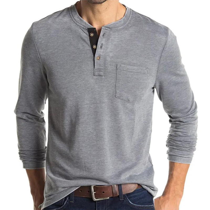 Men's Long Sleeve Henley Style – Undershirt Crew Neck recenzja i cena