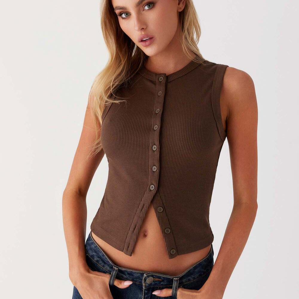 Ribbed Tank Button Crop Top Y2 – Tank Top Ribbed recenzja i cena
