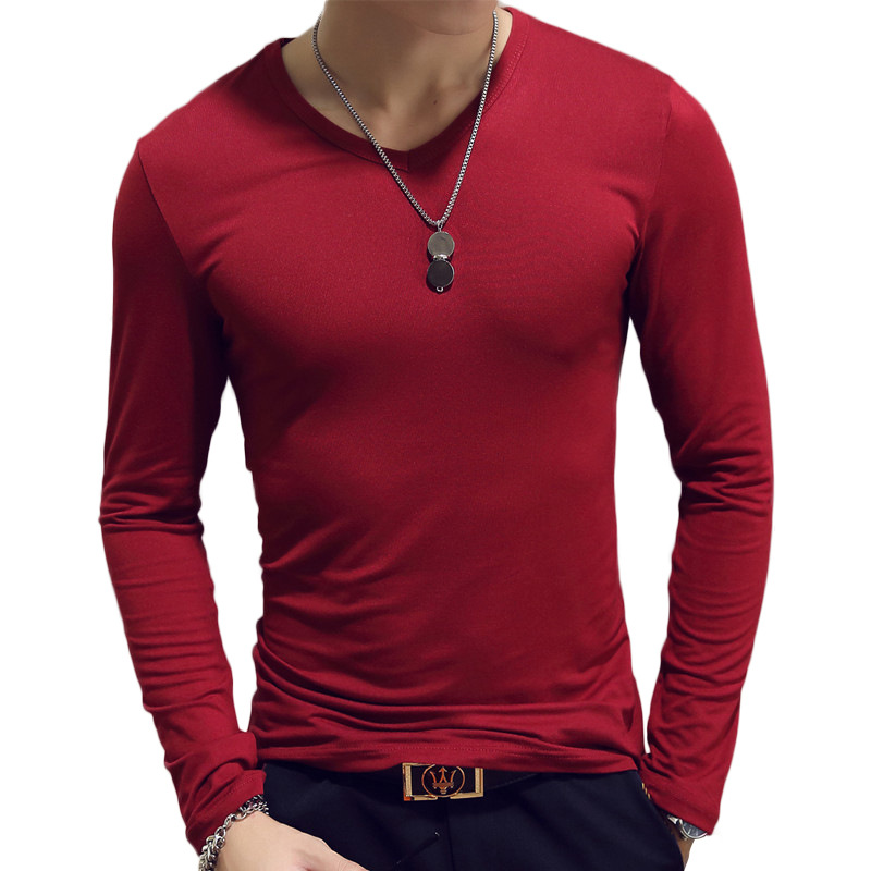 V Neck Mens T Shirts Plain Lon – Undershirt Crew Neck recenzja i cena
