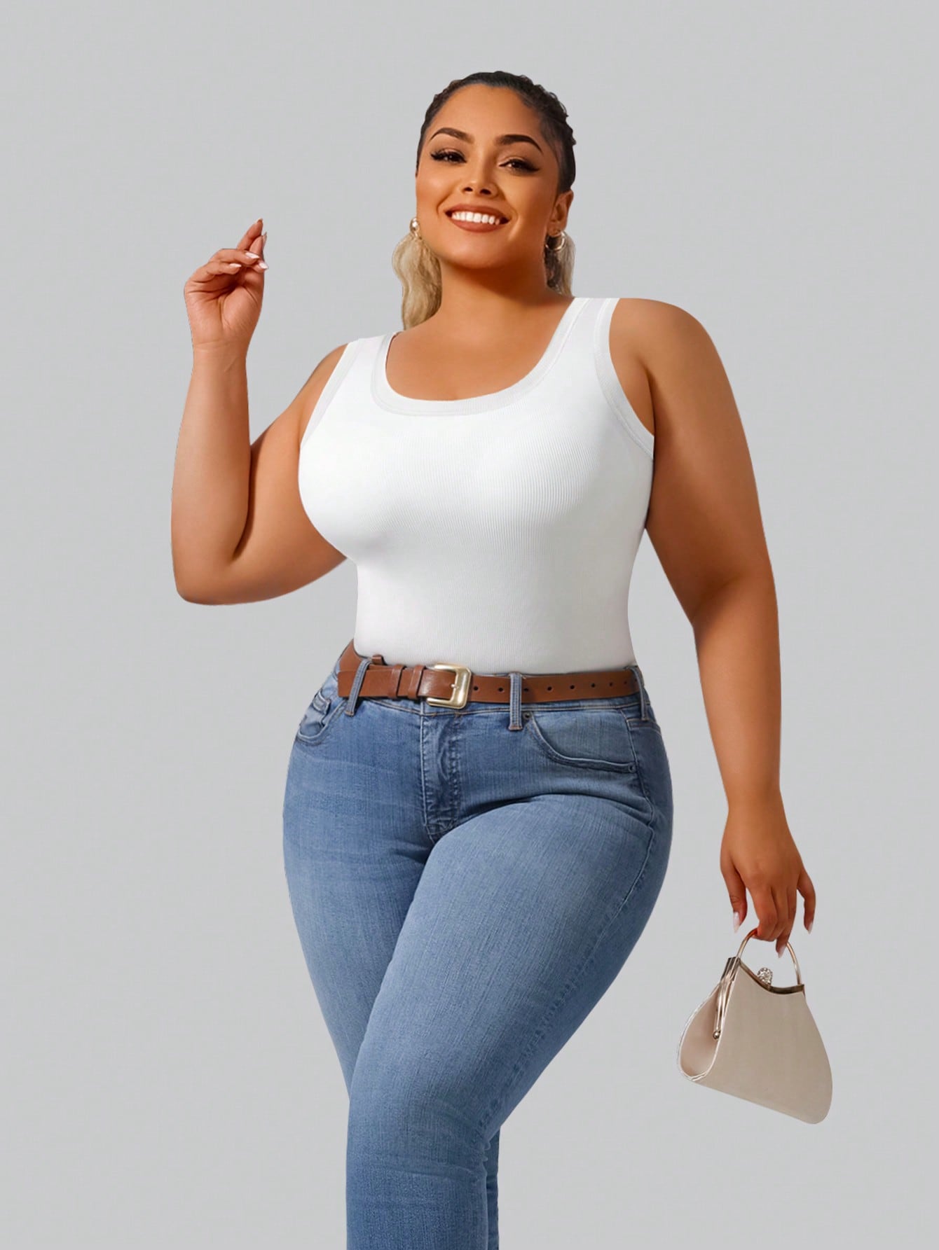 Plus Size Women's Solid Ribbed – Tank Top Ribbed recenzja i cena