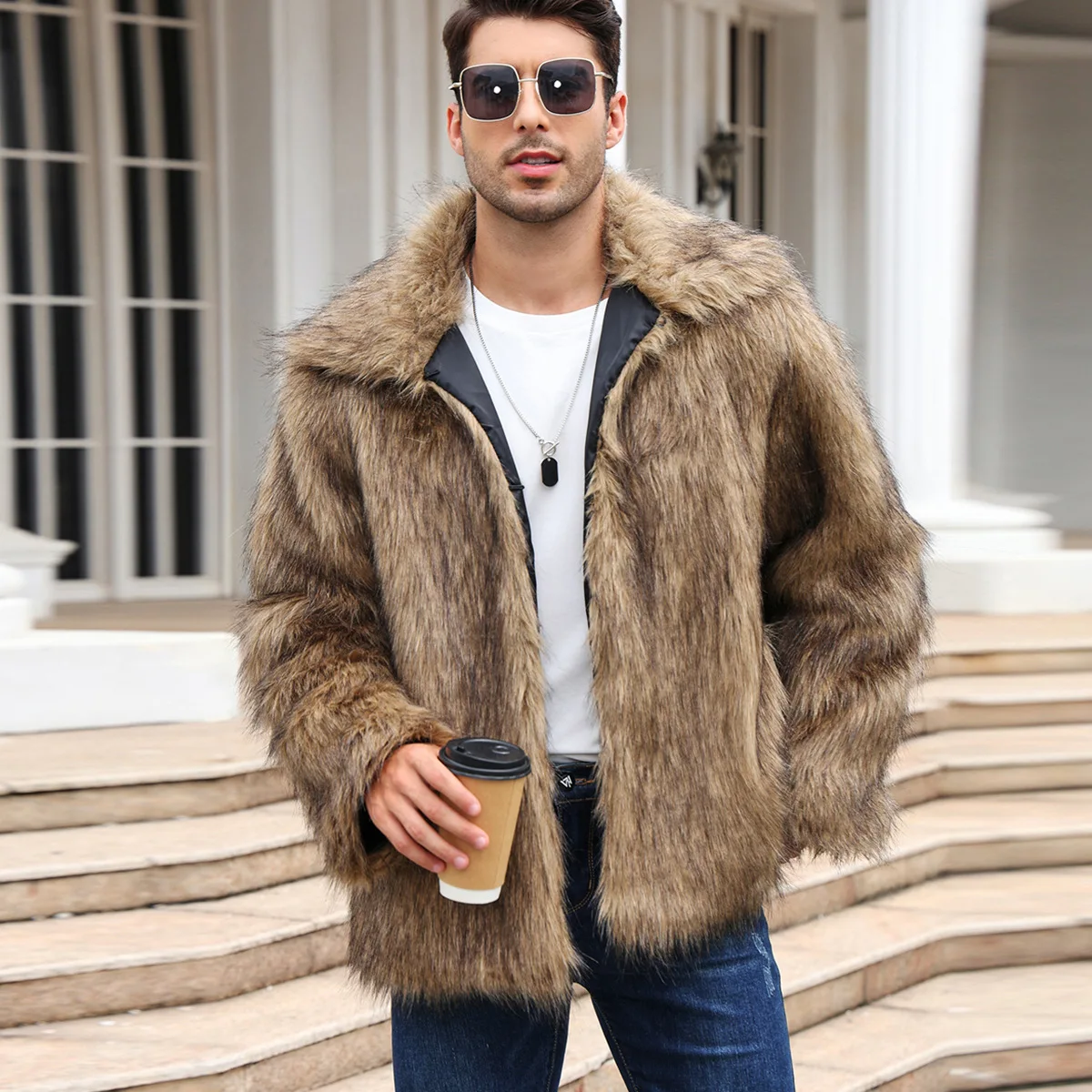 Men Faux Fox Fur Jacket Coat W – Thermal Long John recenzja i cena