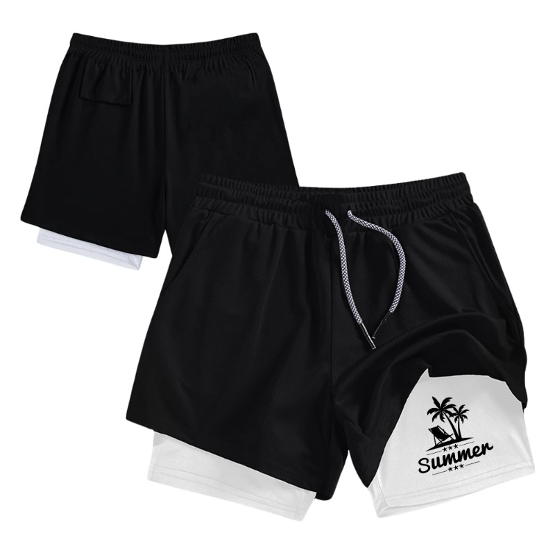 Summer Men's Double Layer Runn – Compression Shorts Athletes recenzja i cena