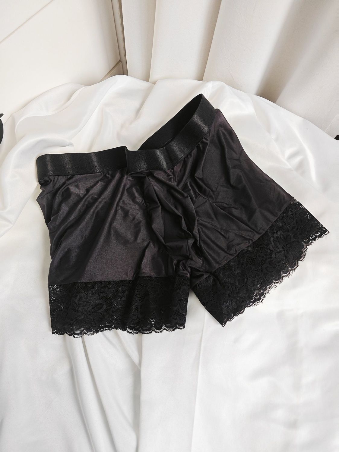 Sexy Man's Glossy Lace Hem Sho – Pouch Boxer Pouch recenzja i cena